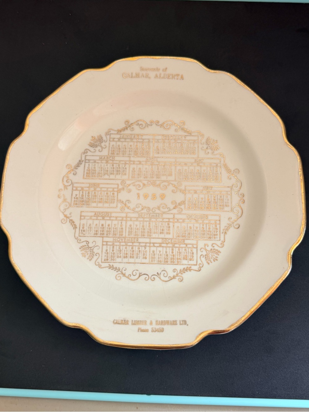 Calmar Alberta Gold-Trim Commemorative Decorative Plate